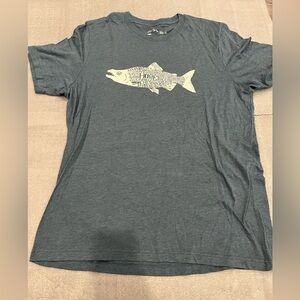 [XL]Westcoastees Gray Blue Fish Graphic T-Shirt